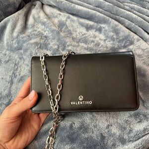 Valentino black bag with silver chain